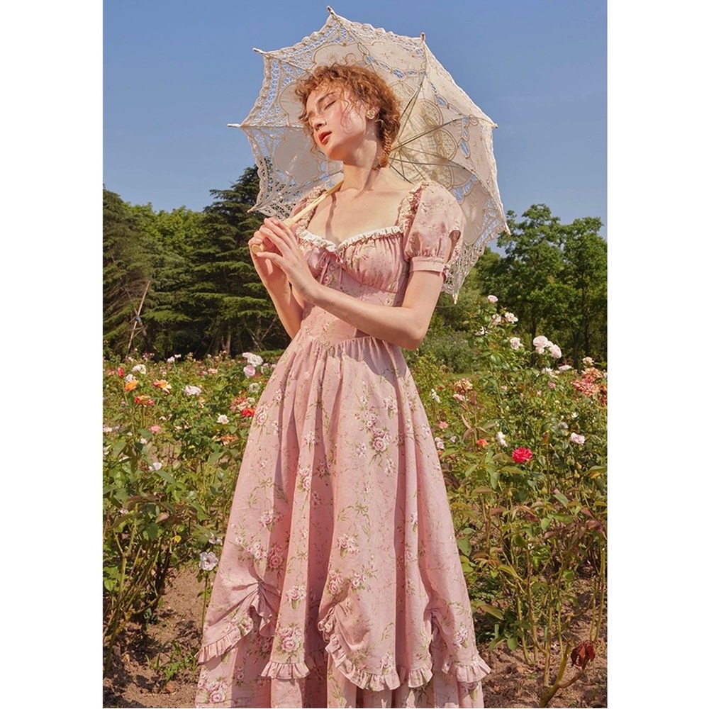 Lacemade Pink Floral Midi Dress - Picture 2 of 16